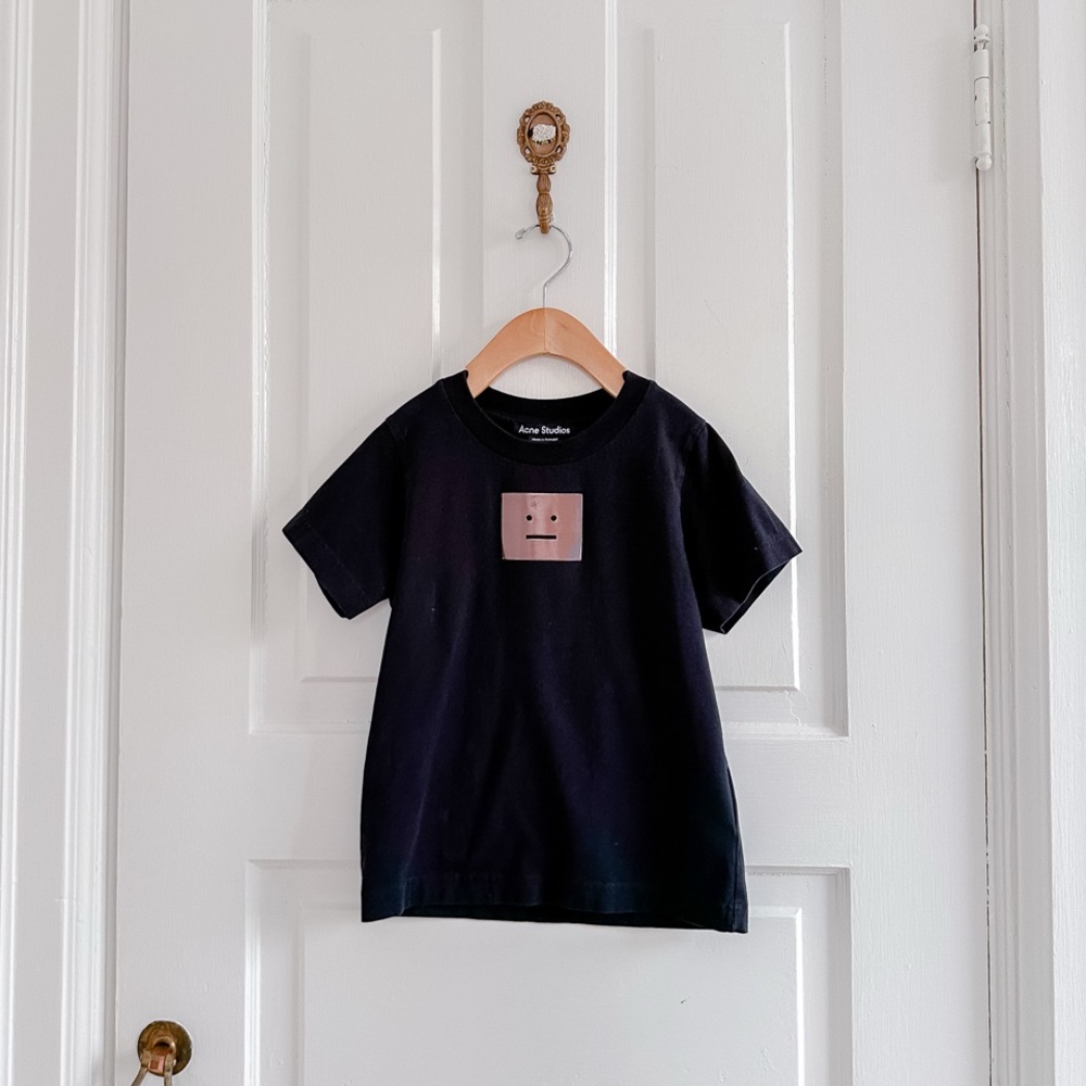 Acne Studios Black T-Shirt with Pink Graphic